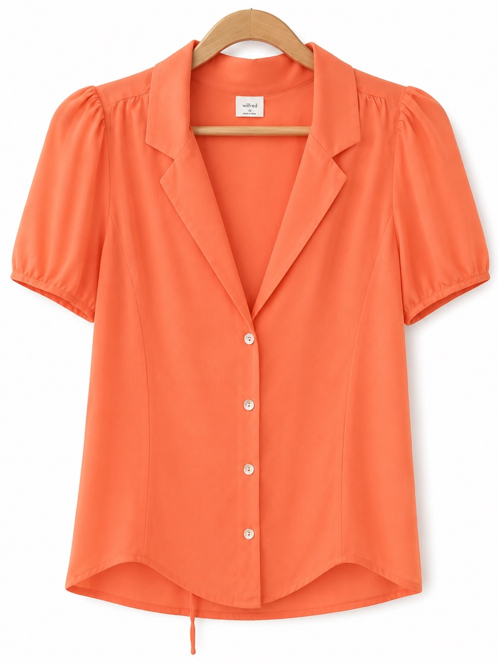 Wilfred by Aritzia Coral-Orange Short Sleeve Button-Front Blouse